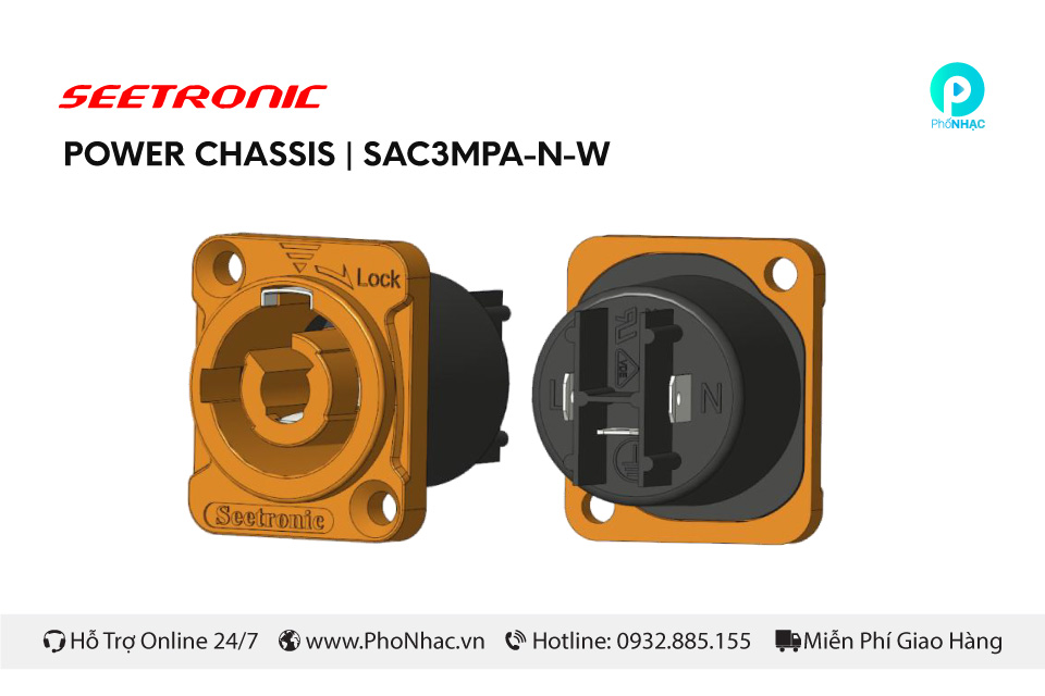 Đầu nối ổ cắm nguồn Seetronic SAC3MPA-N-W Chống nước ip65 - Ảnh 4